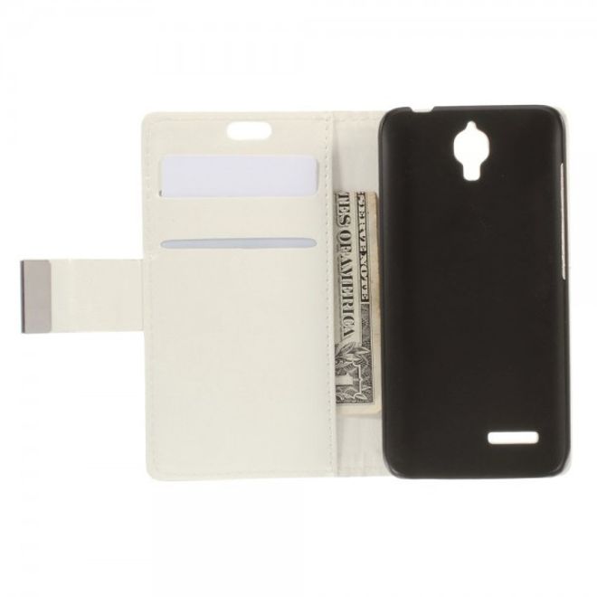 Alcatel One Touch Idol 2 Mini Schickes Crazy Horse Leder Case - weiss