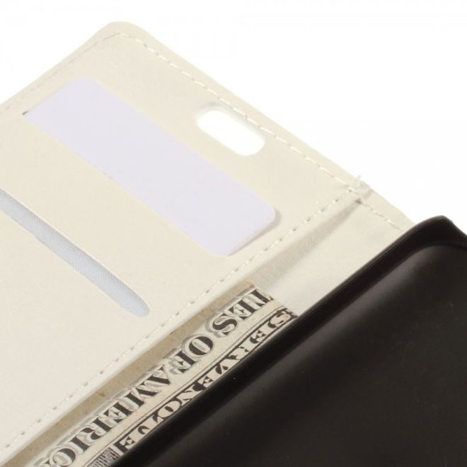 Alcatel One Touch Idol 2 Mini Schickes Crazy Horse Leder Case - weiss