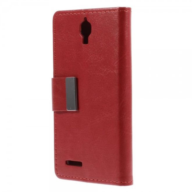 Alcatel One Touch Idol 2 Mini Schickes Crazy Horse Leder Case - rot