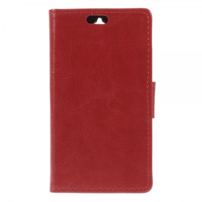 Alcatel One Touch Idol 2 Mini Schickes Crazy Horse Leder Case - rot