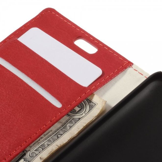 Alcatel One Touch Idol 2 Mini Schickes Crazy Horse Leder Case - rot