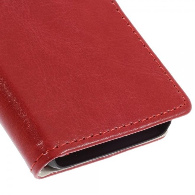 Alcatel One Touch Idol 2 Mini Schickes Crazy Horse Leder Case - rot