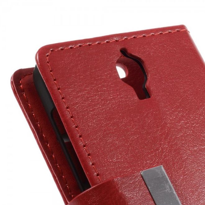 Alcatel One Touch Idol 2 Mini Schickes Crazy Horse Leder Case - rot