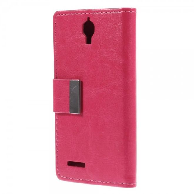 Alcatel One Touch Idol 2 Mini Schickes Crazy Horse Leder Case - rosa