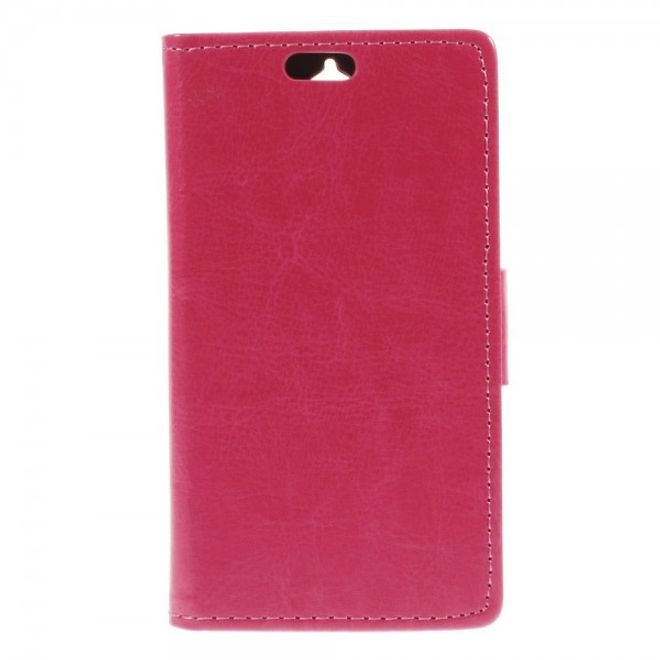 Alcatel One Touch Idol 2 Mini Schickes Crazy Horse Leder Case - rosa