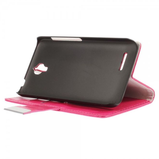 Alcatel One Touch Idol 2 Mini Schickes Crazy Horse Leder Case - rosa