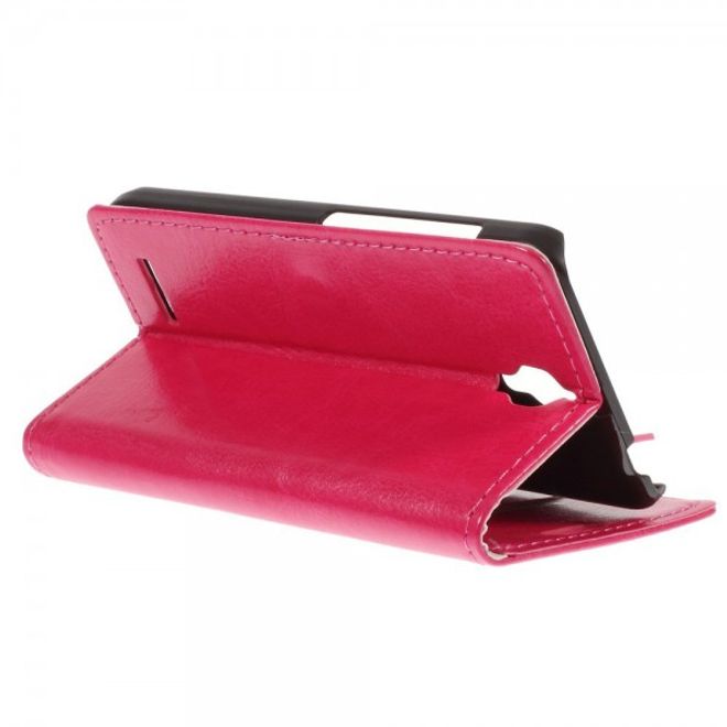 Alcatel One Touch Idol 2 Mini Schickes Crazy Horse Leder Case - rosa