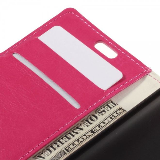 Alcatel One Touch Idol 2 Mini Schickes Crazy Horse Leder Case - rosa