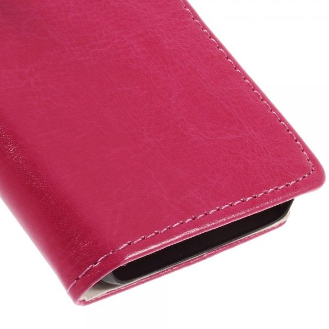 Alcatel One Touch Idol 2 Mini Schickes Crazy Horse Leder Case - rosa