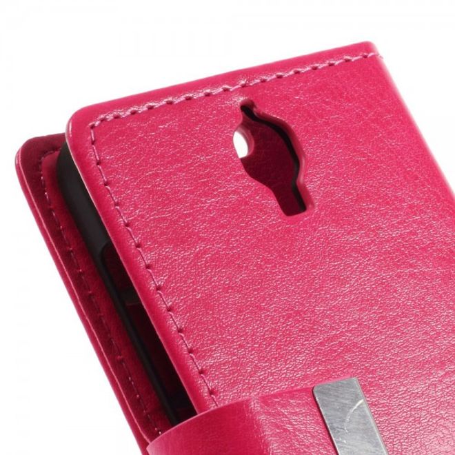 Alcatel One Touch Idol 2 Mini Schickes Crazy Horse Leder Case - rosa