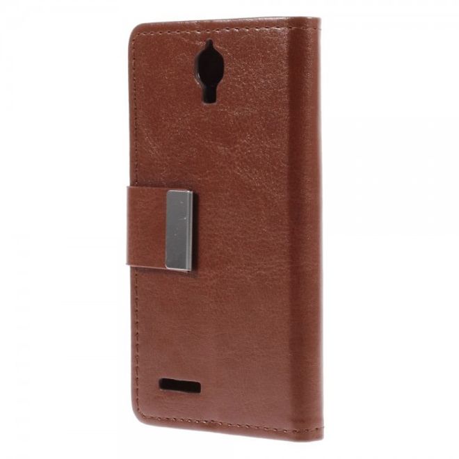 Alcatel One Touch Idol 2 Mini Schickes Crazy Horse Leder Case - braun