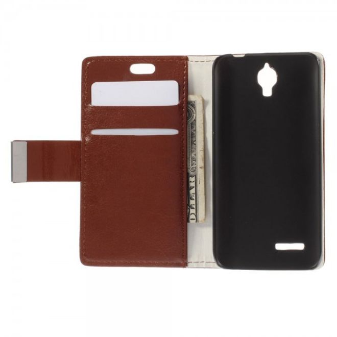 Alcatel One Touch Idol 2 Mini Schickes Crazy Horse Leder Case - braun