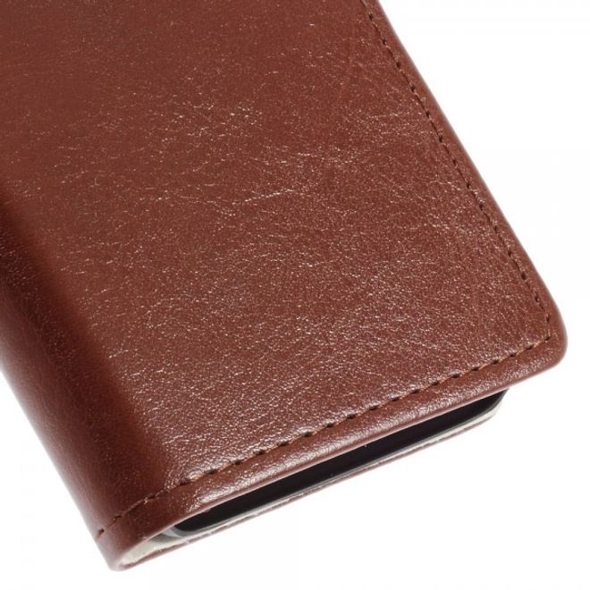 Alcatel One Touch Idol 2 Mini Schickes Crazy Horse Leder Case - braun