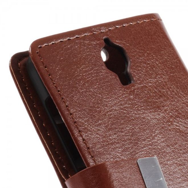 Alcatel One Touch Idol 2 Mini Schickes Crazy Horse Leder Case - braun