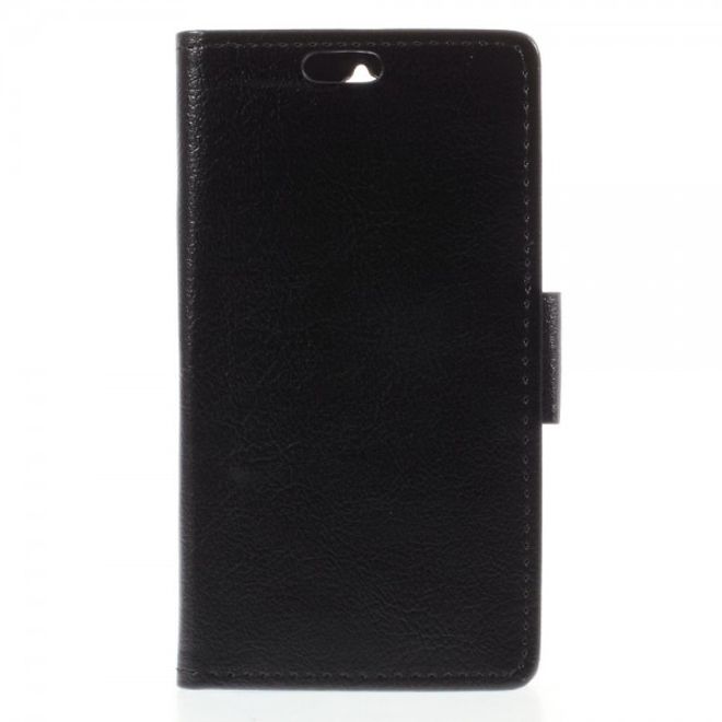 Alcatel One Touch Idol 2 Mini Schickes Leder Case mit Litchitextur und Standfunktion - schwarz