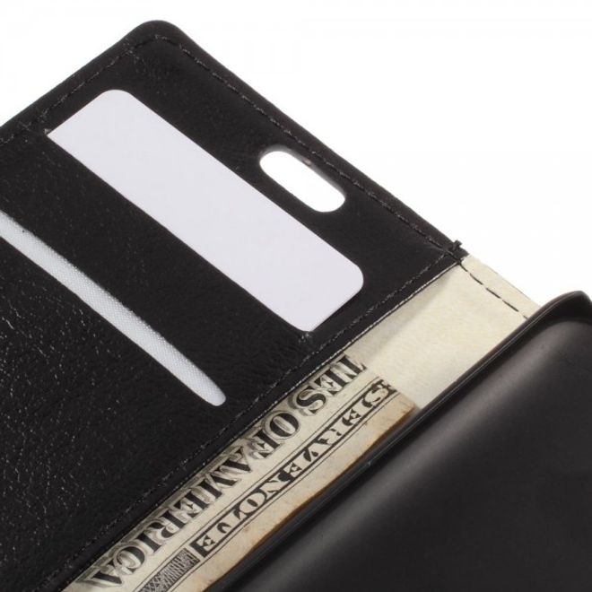 Alcatel One Touch Idol 2 Mini Schickes Leder Case mit Litchitextur und Standfunktion - schwarz