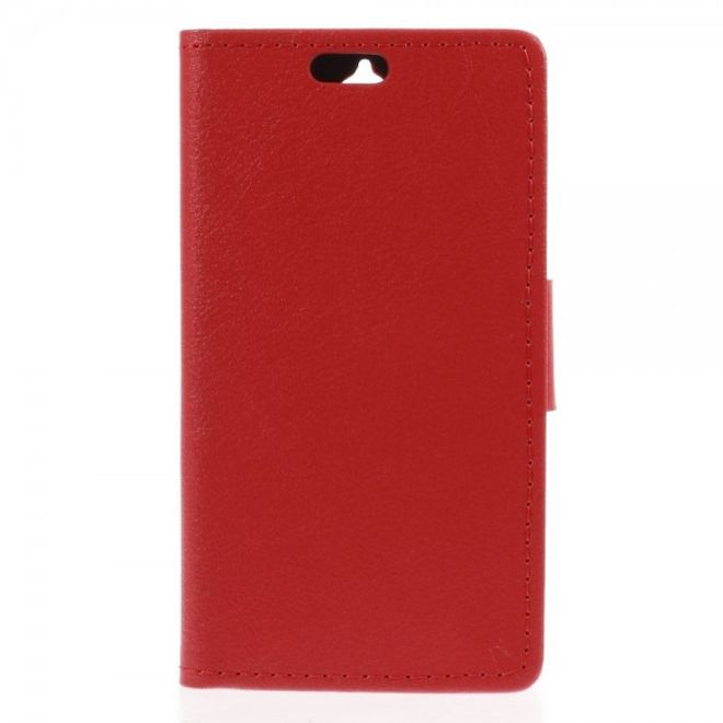 Alcatel One Touch Idol 2 Mini Schickes Leder Case mit Litchitextur und Standfunktion - rot