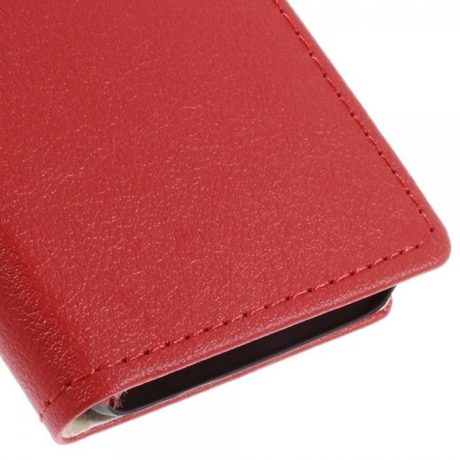 Alcatel One Touch Idol 2 Mini Schickes Leder Case mit Litchitextur und Standfunktion - rot
