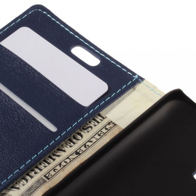 Alcatel One Touch Idol 2 Mini Schickes Leder Case mit Litchitextur und Standfunktion - dunkelblau