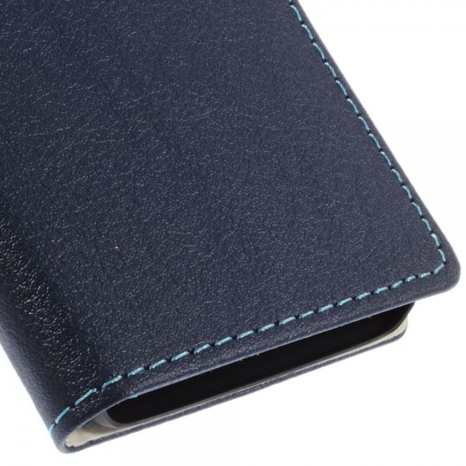 Alcatel One Touch Idol 2 Mini Schickes Leder Case mit Litchitextur und Standfunktion - dunkelblau