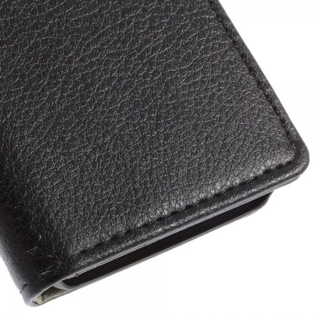 Alcatel One Touch Idol 2 Mini Klassisches Leder Case mit Litchitextur - schwarz