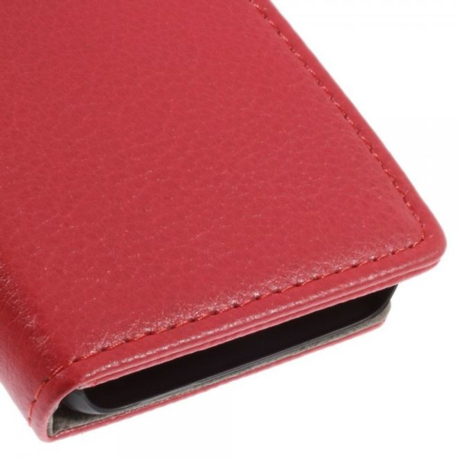 Alcatel One Touch Idol 2 Mini Klassisches Leder Case mit Litchitextur - rot