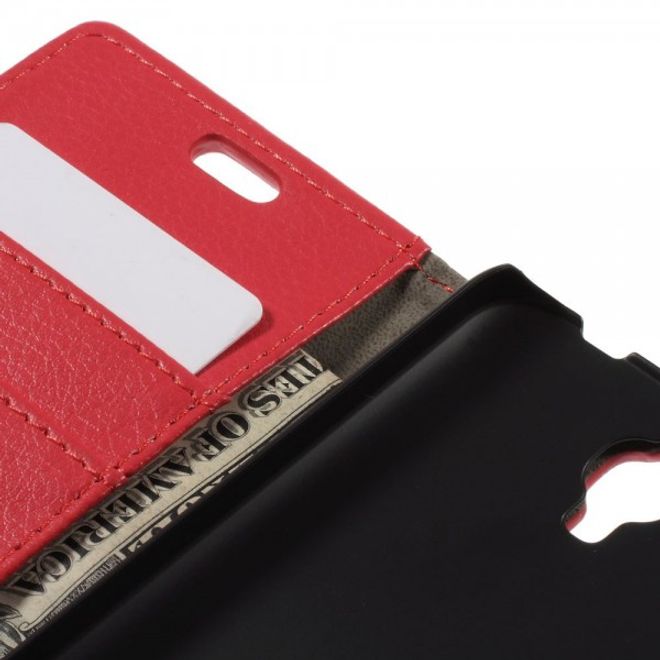 Alcatel One Touch Idol 2 Mini Klassisches Leder Case mit Litchitextur - rot