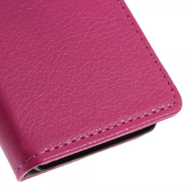 Alcatel One Touch Idol 2 Mini Klassisches Leder Case mit Litchitextur - rosa