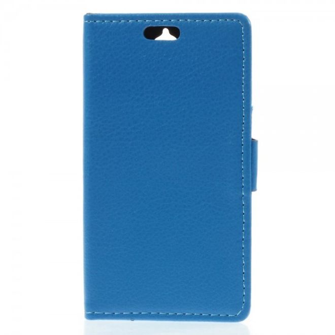 Alcatel One Touch Idol 2 Mini Klassisches Leder Case mit Litchitextur - blau