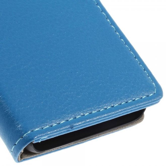 Alcatel One Touch Idol 2 Mini Klassisches Leder Case mit Litchitextur - blau