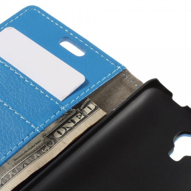 Alcatel One Touch Idol 2 Mini Klassisches Leder Case mit Litchitextur - blau