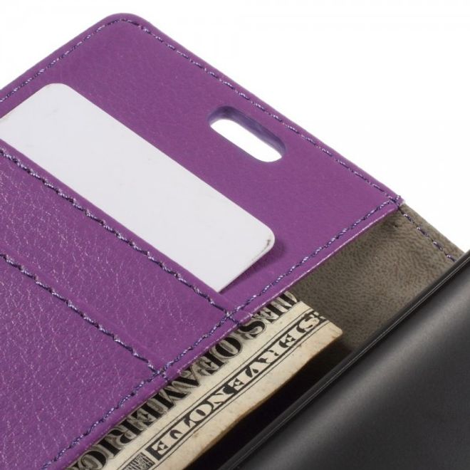 Alcatel One Touch Idol 2 Mini Klassisches Leder Case mit Litchitextur - purpur