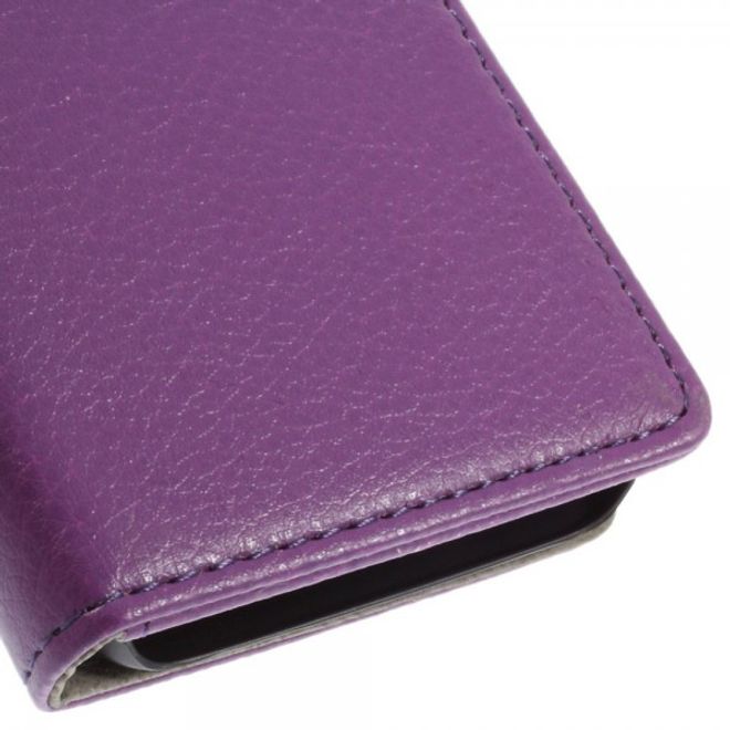 Alcatel One Touch Idol 2 Mini Klassisches Leder Case mit Litchitextur - purpur