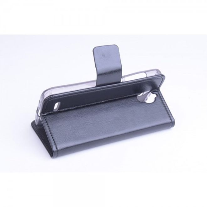 Alcatel One Touch Idol 2 Mini Crazy Horse Leder Case - schwarz