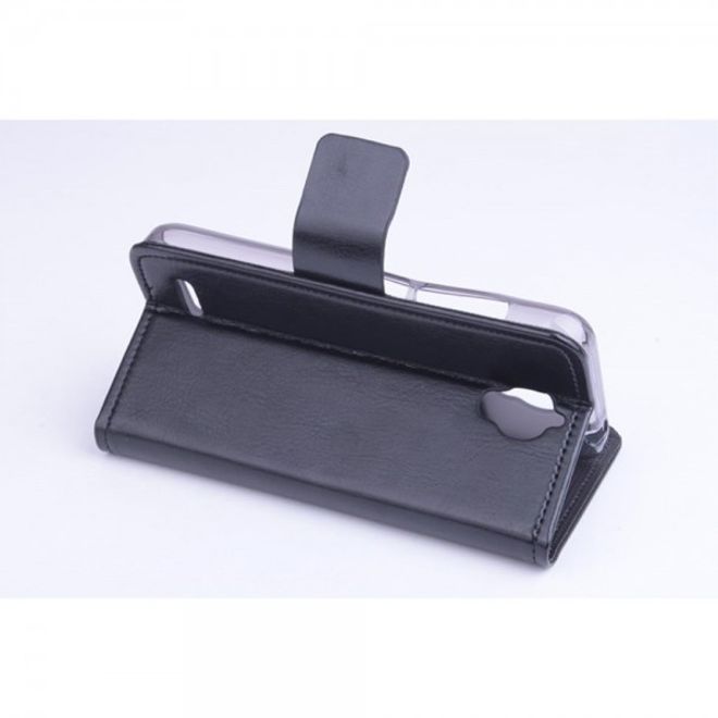 Alcatel One Touch Idol 2 Mini Crazy Horse Leder Case - schwarz