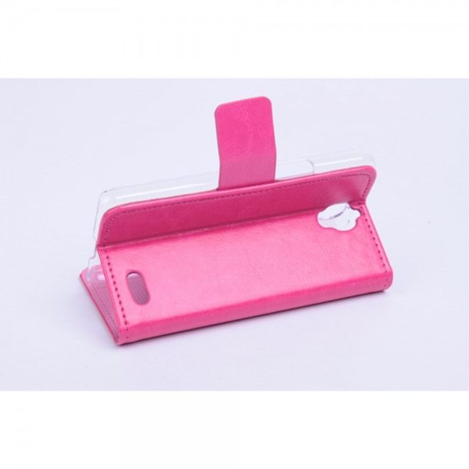 Alcatel One Touch Idol 2 Mini Crazy Horse Leder Case - rosa