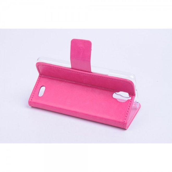 Alcatel One Touch Idol 2 Mini Crazy Horse Leder Case - rosa