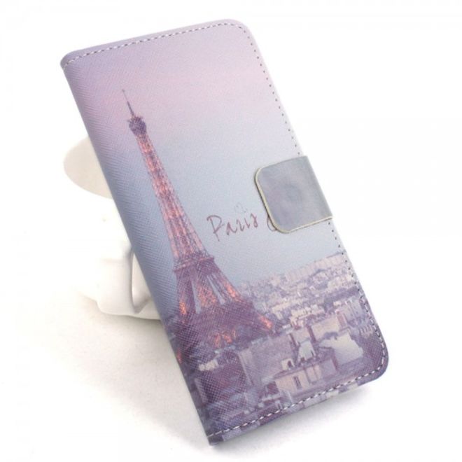 Alcatel One Touch Idol 2 Mini Leder Flip Case mit Eiffelturm