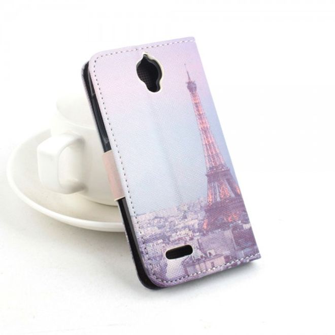 Alcatel One Touch Idol 2 Mini Leder Flip Case mit Eiffelturm