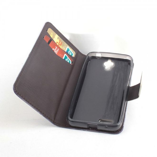 Alcatel One Touch Idol 2 Mini Leder Flip Case mit Eiffelturm