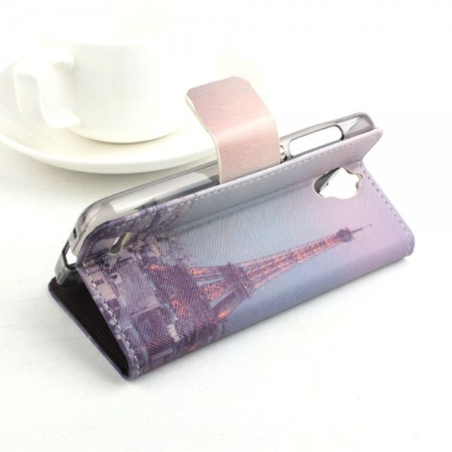 Alcatel One Touch Idol 2 Mini Leder Flip Case mit Eiffelturm