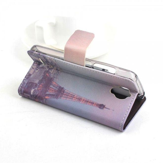 Alcatel One Touch Idol 2 Mini Leder Flip Case mit Eiffelturm