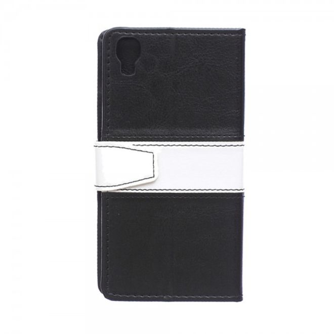 Alcatel One Touch Idol 3 4.7 Zweifarbiges Crazy Horse Leder Case - schwarz