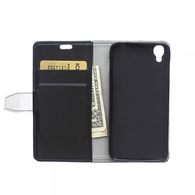 Alcatel One Touch Idol 3 4.7 Zweifarbiges Crazy Horse Leder Case - schwarz