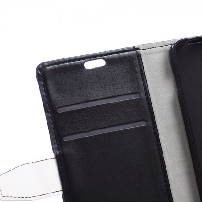 Alcatel One Touch Idol 3 4.7 Zweifarbiges Crazy Horse Leder Case - schwarz