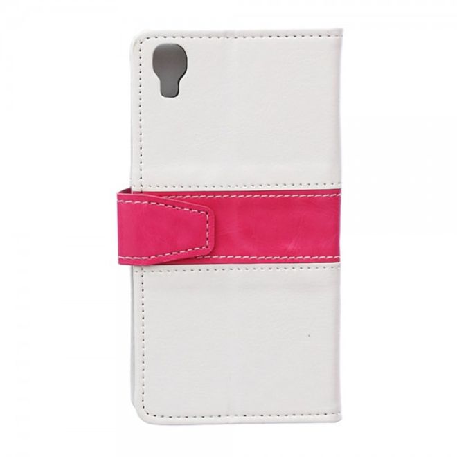 Alcatel One Touch Idol 3 4.7 Zweifarbiges Crazy Horse Leder Case - weiss