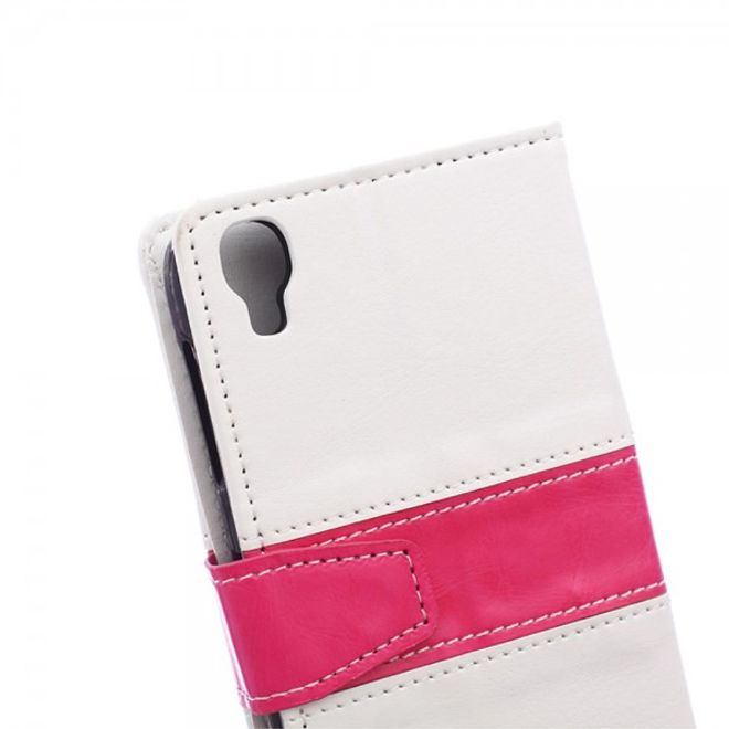 Alcatel One Touch Idol 3 4.7 Zweifarbiges Crazy Horse Leder Case - weiss