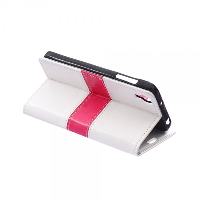 Alcatel One Touch Idol 3 4.7 Zweifarbiges Crazy Horse Leder Case - weiss