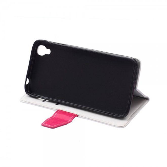 Alcatel One Touch Idol 3 4.7 Zweifarbiges Crazy Horse Leder Case - weiss
