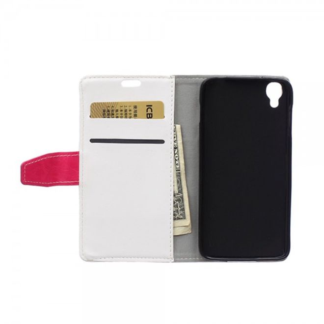 Alcatel One Touch Idol 3 4.7 Zweifarbiges Crazy Horse Leder Case - weiss